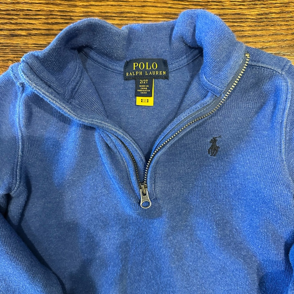 2T Polo by Ralph Lauren Blue Quarter-Zip Sweater